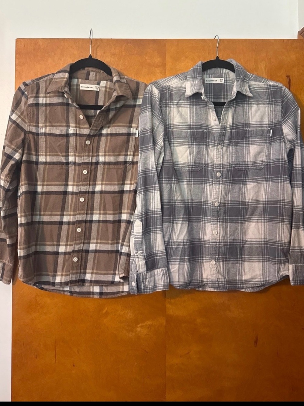 abercrombie kids Plaid Button-Down Shirt Lot Bundle— Brown & Gray